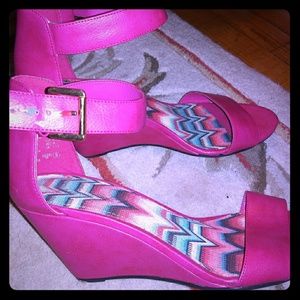 Hot Pink Wedge Sandals Size 8
